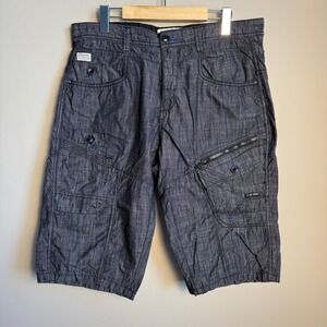 PROJEK Raw Premium Shorts Mens 34 Vintage Cargo Utility Chino Pocket Gray Y2K